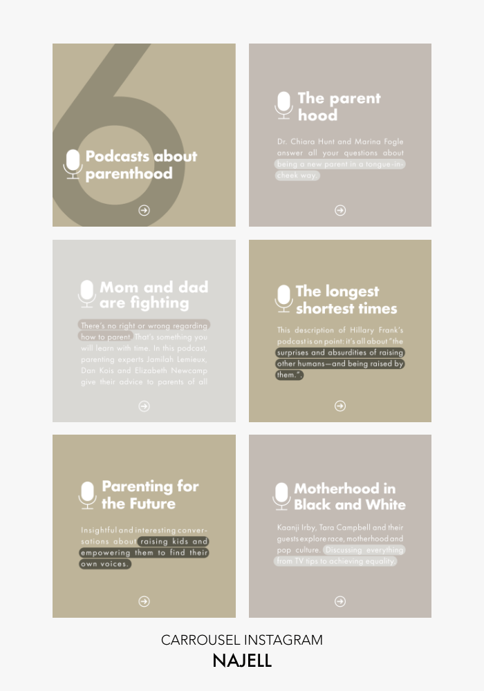 Posts instagram pour la marque Najell