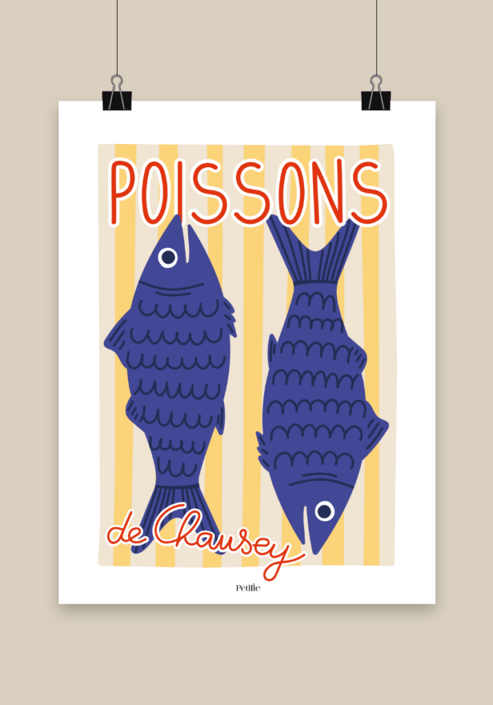 Affiche représentant des poissons.